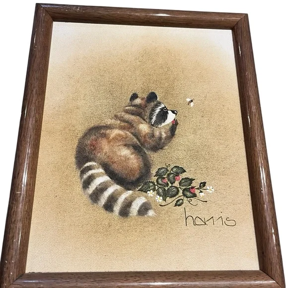 Peggy Harris Raccoon Painting Signed Original 1987 - Picture 1 of 8